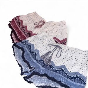 Boho Shorts Set in Blue and Burgundy